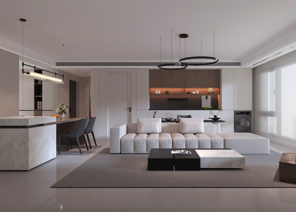 中恒央御143㎡ | 大橫廳+客餐一體+開(kāi)放書(shū)房，他家這通透感絕了！